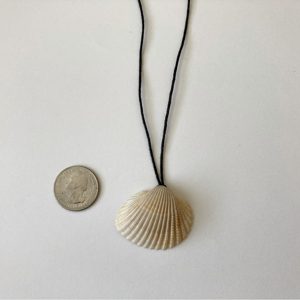 Elegant Cream Shell Pendant Necklace with Black Cord
